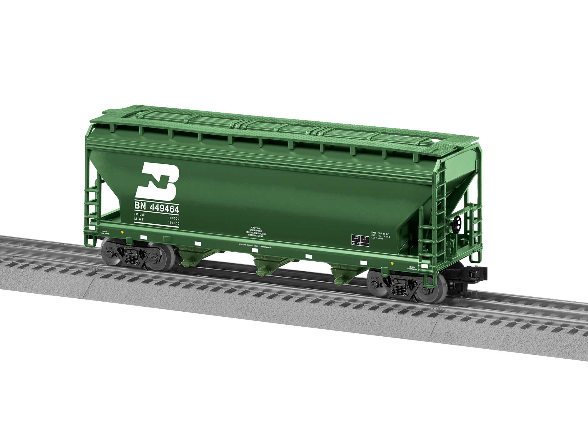 ✅WEAVER BURLINGTON NORTHERN 4 BAY CENTERFLOW COVERED HOPPER O SCALE TRAIN BN 