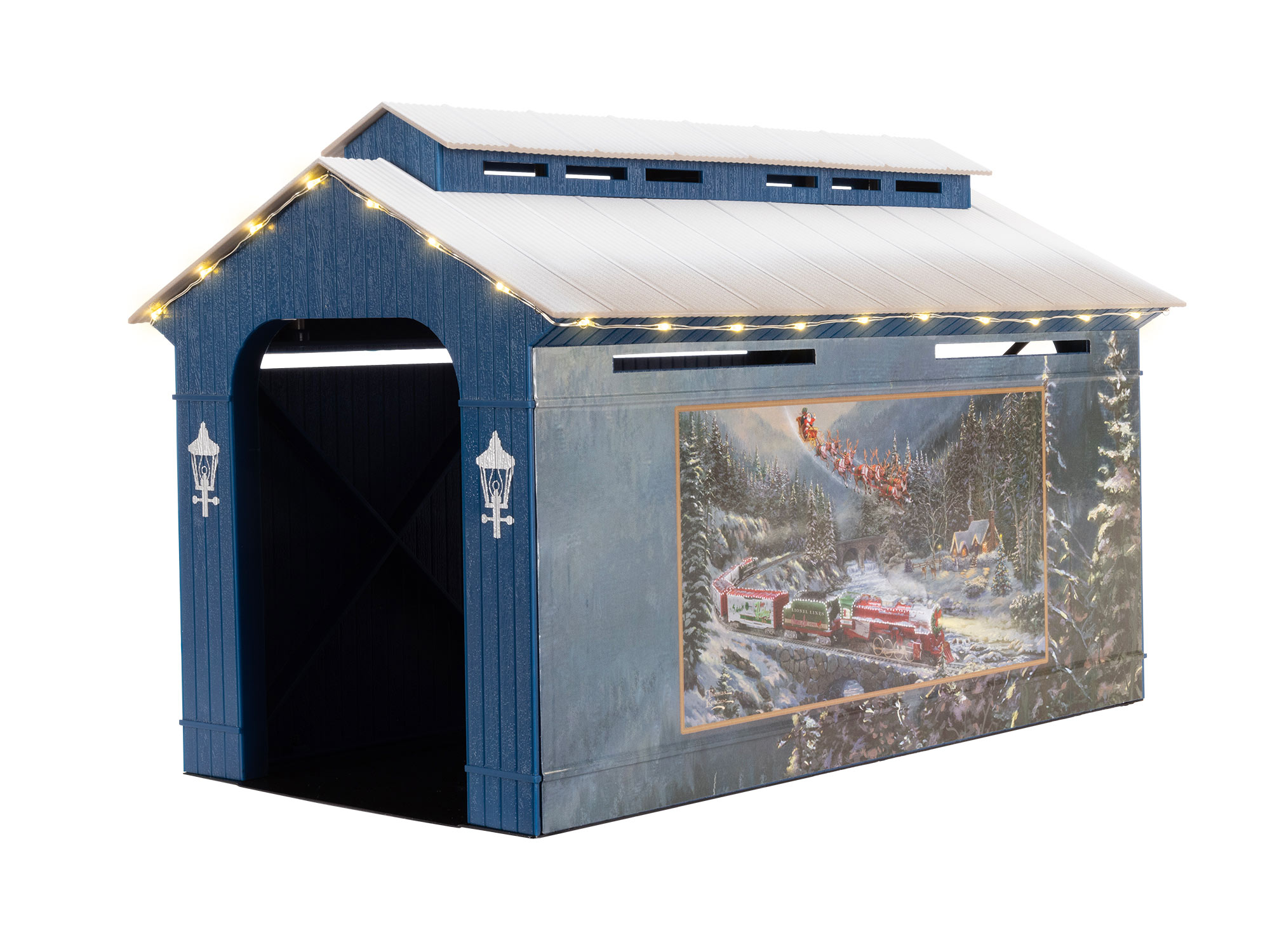 Thomas Kinkade Christmas Light Express Covered Bridge