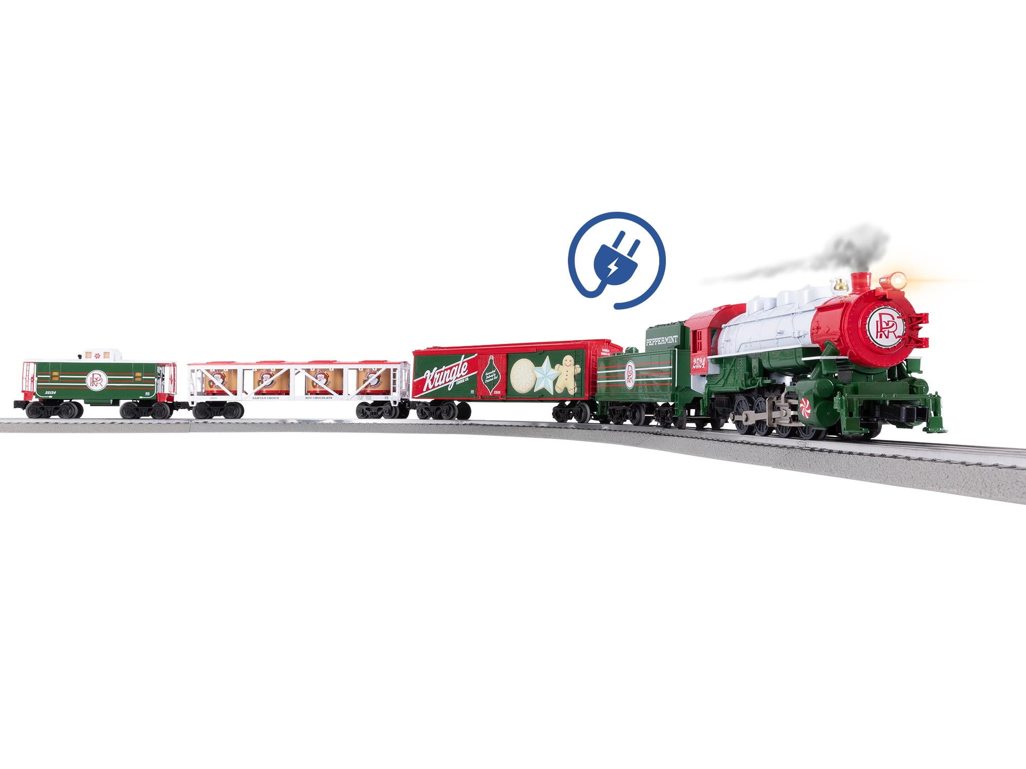 Peppermint Railroad 0-8-0 Christmas Freight LionChief Set with
