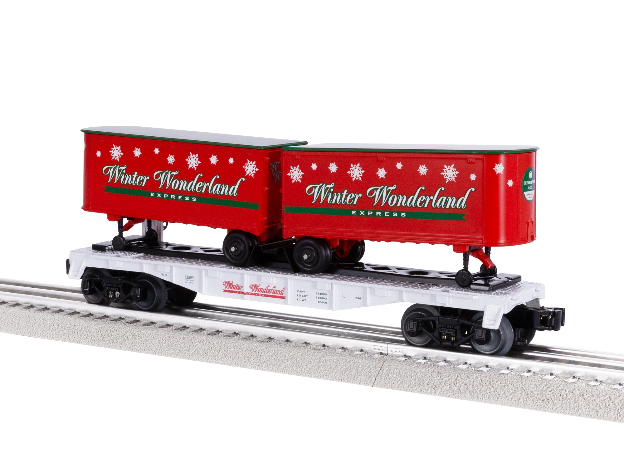 Winter Wonderland Flatcar with Piggyback Trailers