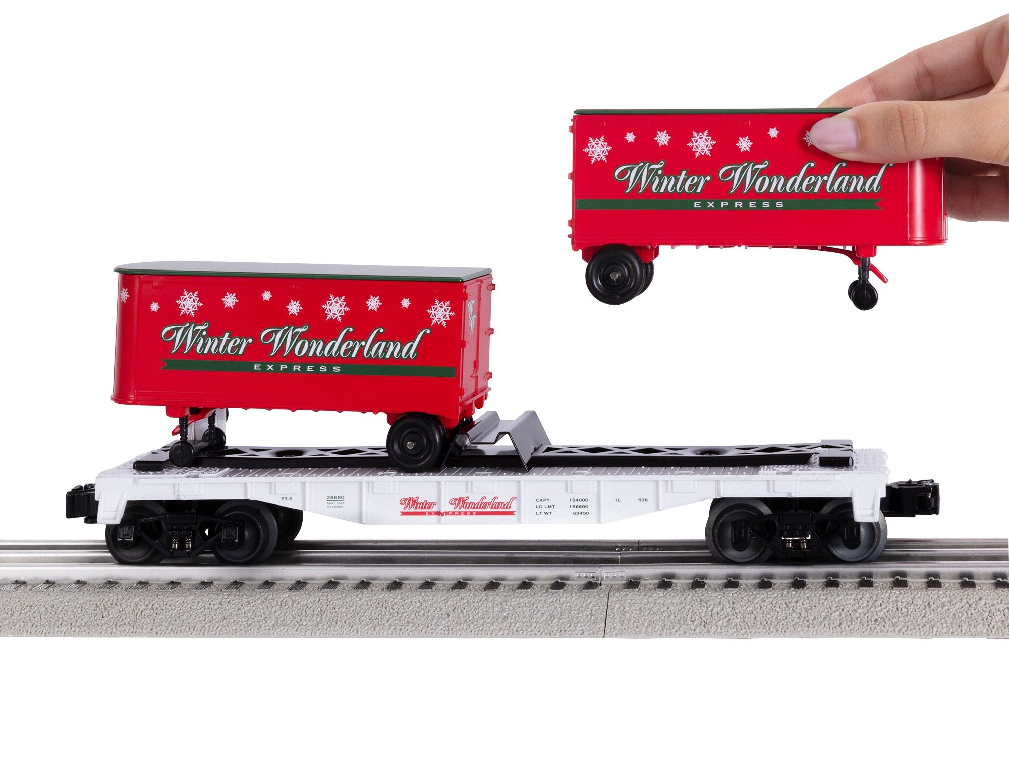 Winter Wonderland Flatcar with Piggyback Trailers