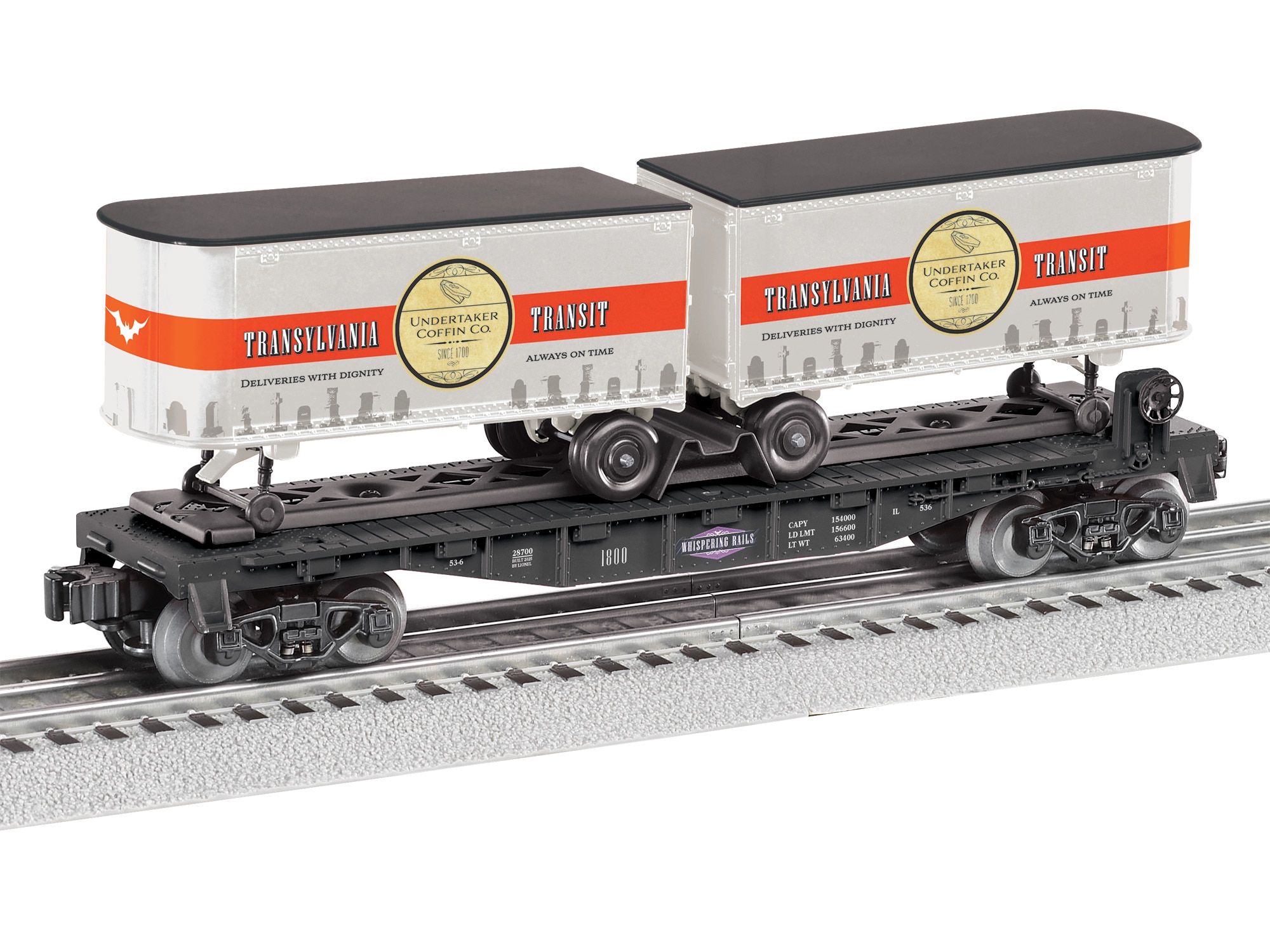 Whispering Rails Flatcar with Piggyback Trailers