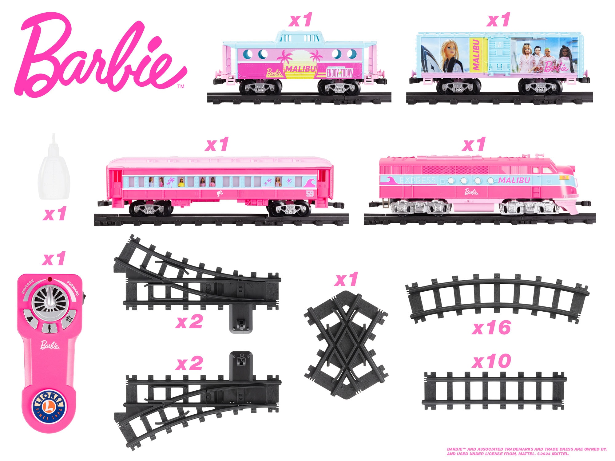 Barbie Malibu Express Battery Operated O-Gauge Train Set